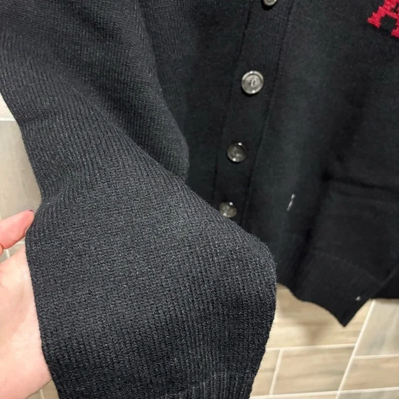 Ami Black Sweater with Red Heart Detail - Picture 3 of 4